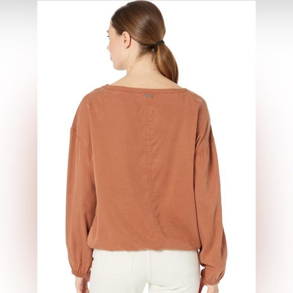 PrAna Lavender Bay Terracotta Long Sleeve Blouse with Cinched Cuffs NWT - Picture 2 of 15